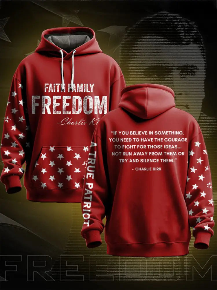 Men’s Freedom True Patriot Charlie Printed Hoodie Red / S