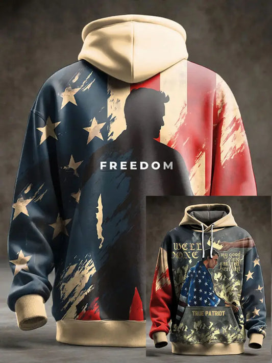 Men’s Freedom True Patriot Memorial Printed Hoodie As picture / S
