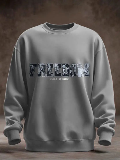 Men’s Freedom True Patriot Memorial Printed Sweatshirt Light Gray / S