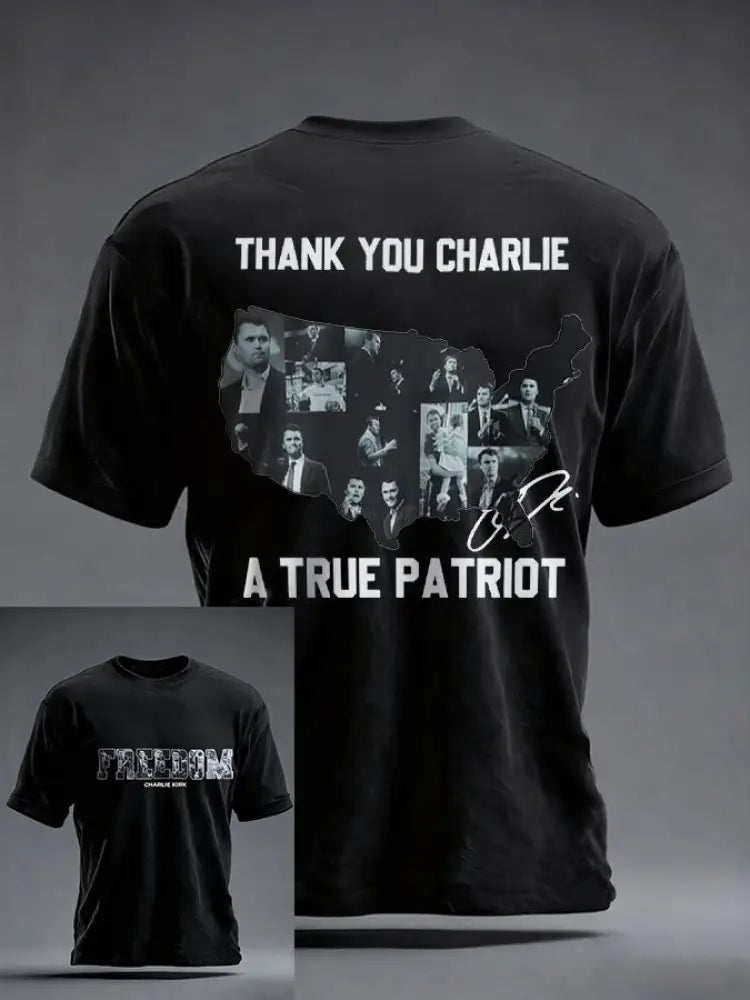 Men’s Freedom True Patriot Memorial Printed T-shirt Black / S