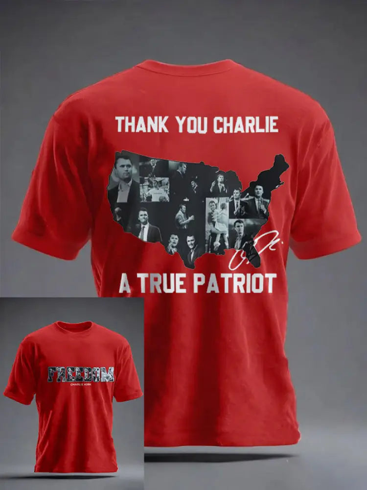 Men’s Freedom True Patriot Memorial Printed T-shirt Pure Red / S