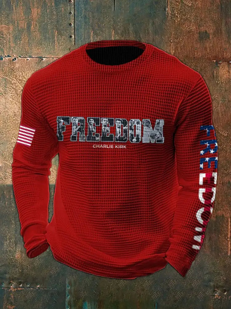Men’s Freedom True Patriot Memorial Printed Waffle Long Sleeve T-Shirt
