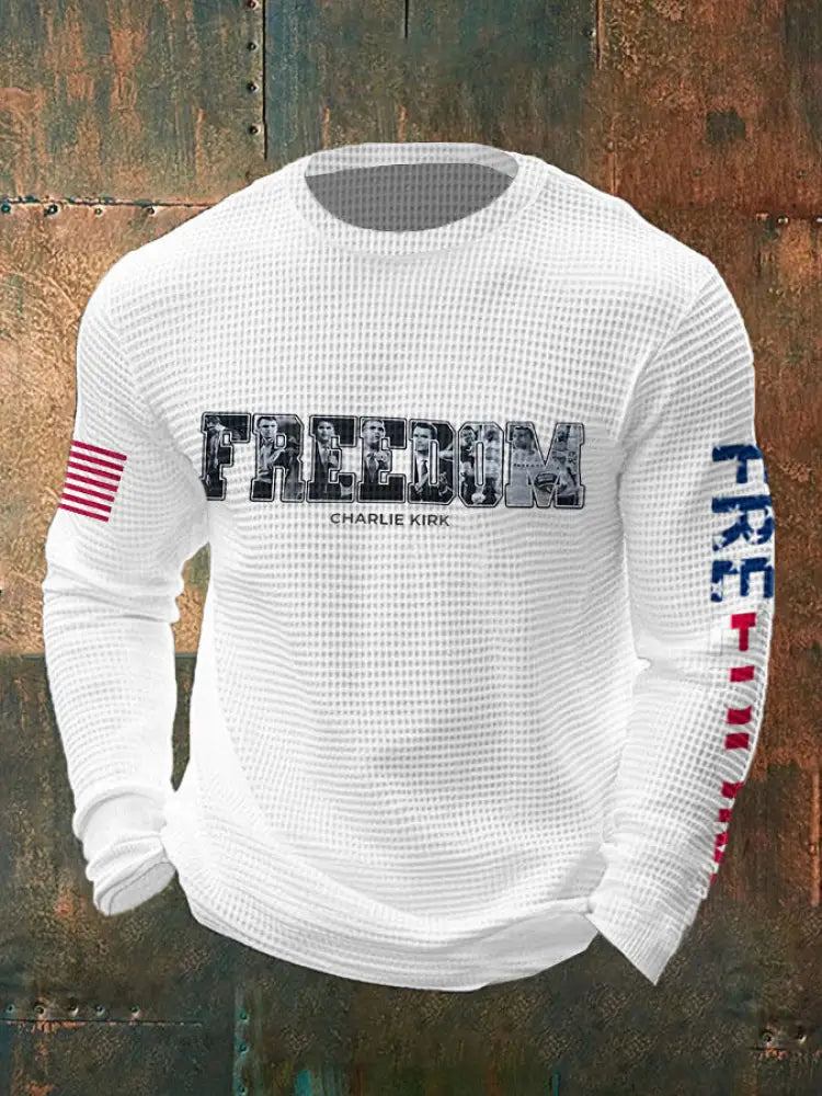 Men’s Freedom True Patriot Memorial Printed Waffle Long Sleeve T-Shirt