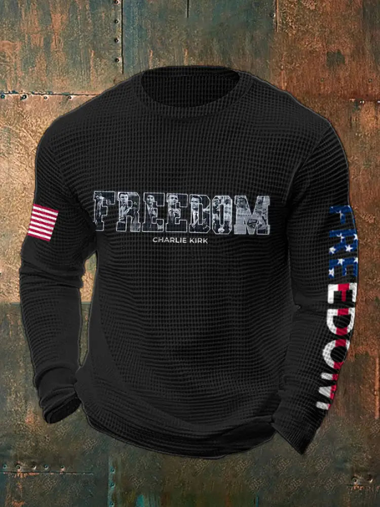 Men’s Freedom True Patriot Memorial Printed Waffle Long Sleeve T-Shirt