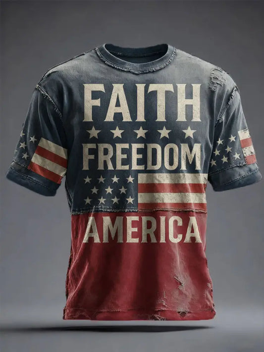 Men’s Freedom True Patriot Printed T-shirt As picture / S
