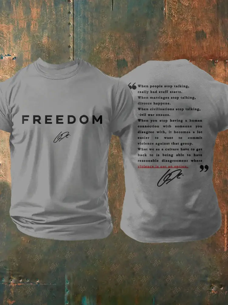 Men’s Freedom True Patriot Printed T-shirt Light Gray / S