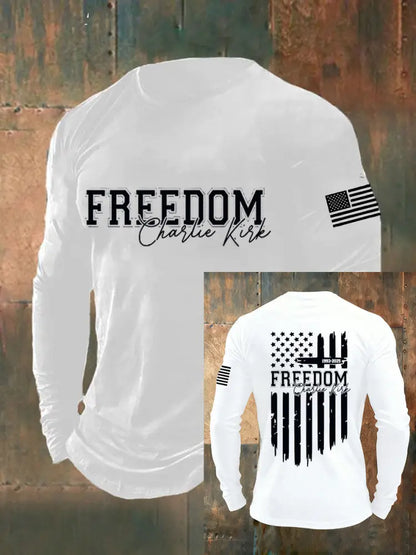 Men’s Freedom USA Flag Print Long-Sleeve T-Shirt White / S