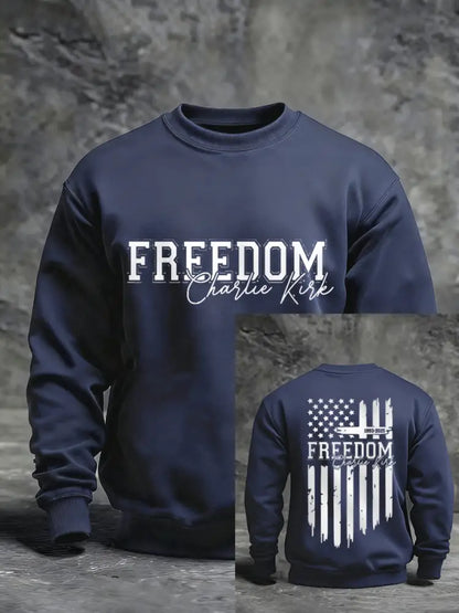 Men’s Freedom USA Flag Print Sweatshirt Navy Blue / S