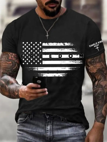 Men’s Freedom USA Flag Print Tee Black / S