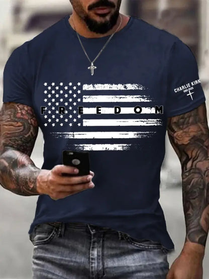 Men’s Freedom USA Flag Print Tee Navy Blue / S
