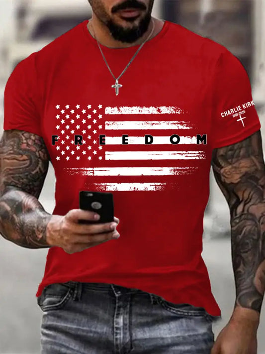 Men’s Freedom USA Flag Print Tee Pure Red / S