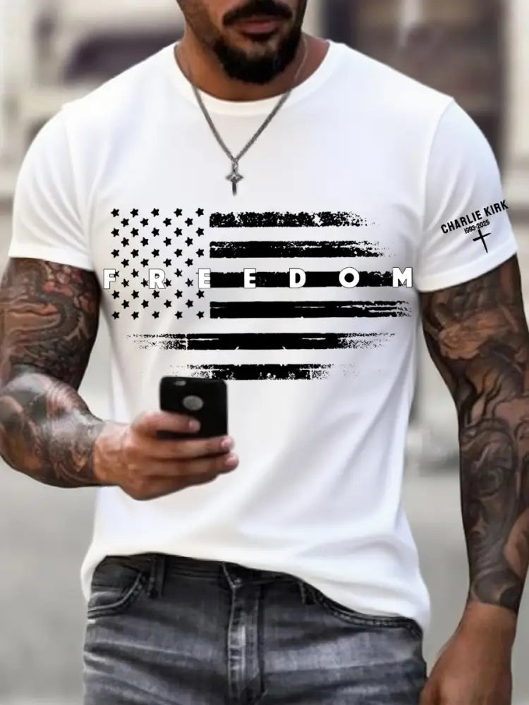 Men’s Freedom USA Flag Print Tee White / S