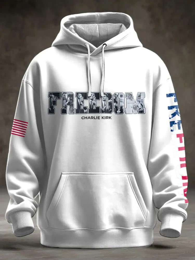 Men’s Freedom USA Flag Printed Hoodie