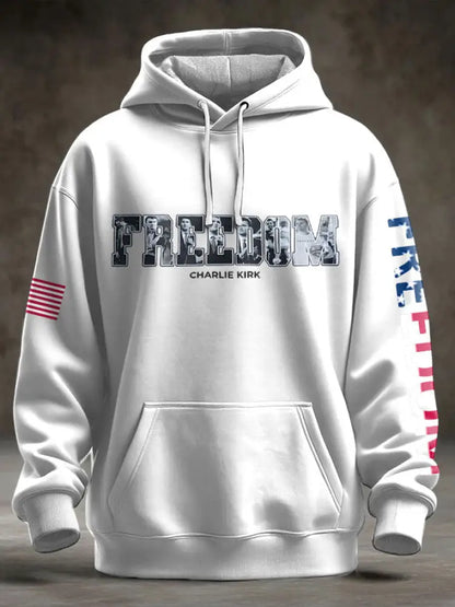 Men’s Freedom USA Flag Printed Hoodie