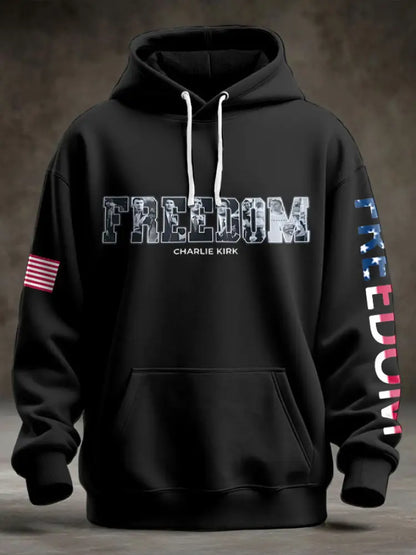 Men’s Freedom USA Flag Printed Hoodie