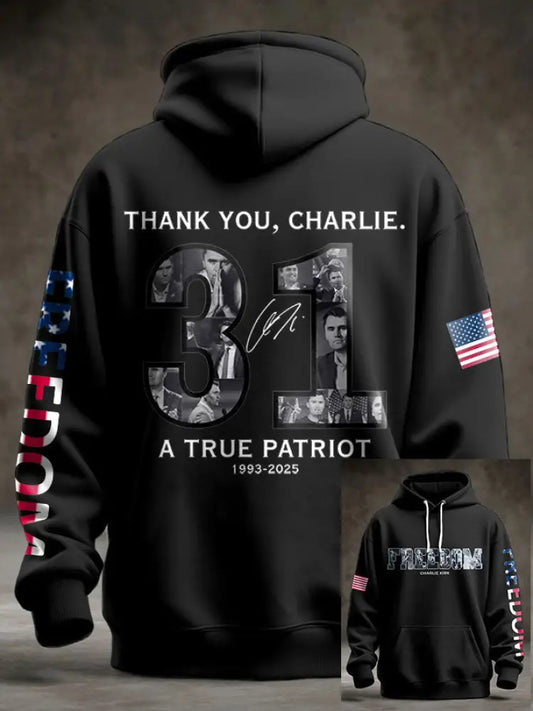 Men’s Freedom USA Flag Printed Hoodie Black / S