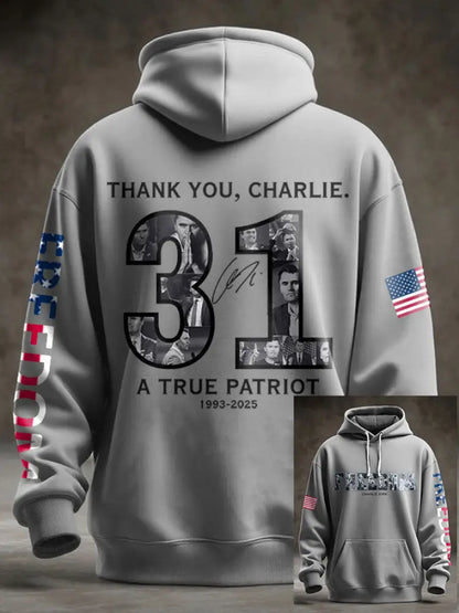 Men’s Freedom USA Flag Printed Hoodie Light Gray / S