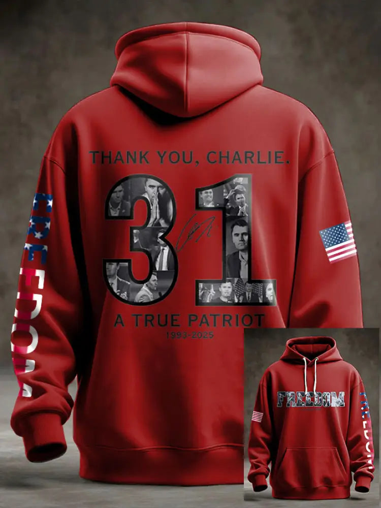 Men’s Freedom USA Flag Printed Hoodie Red / S