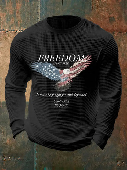 Men’s Freedom Waffle Print Casual T-Shirt Black / S