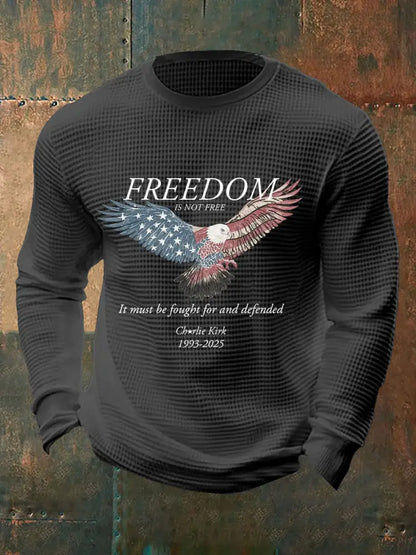 Men’s Freedom Waffle Print Casual T-Shirt Dark Gray / S