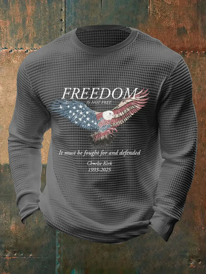 Men’s Freedom Waffle Print Casual T-Shirt Light Gray / S