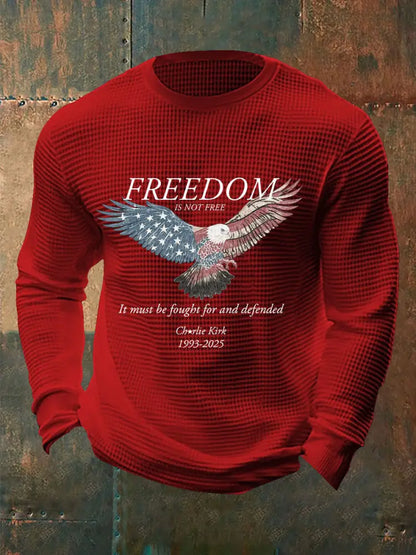 Men’s Freedom Waffle Print Casual T-Shirt Red / S