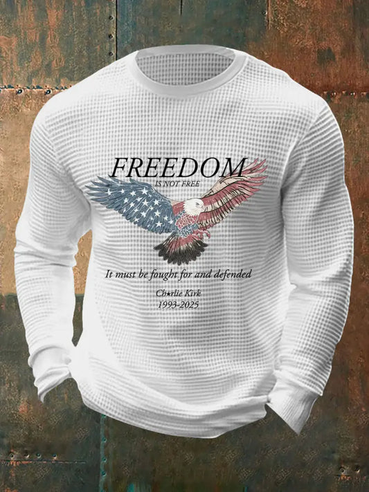 Men’s Freedom Waffle Print Casual T-Shirt White / S