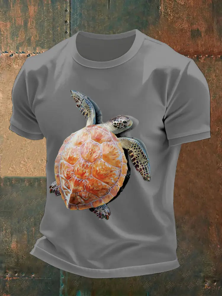 Men’s fun turtle print t-shirts Gray / S