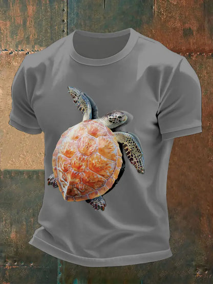 Men’s fun turtle print t-shirts Gray / S