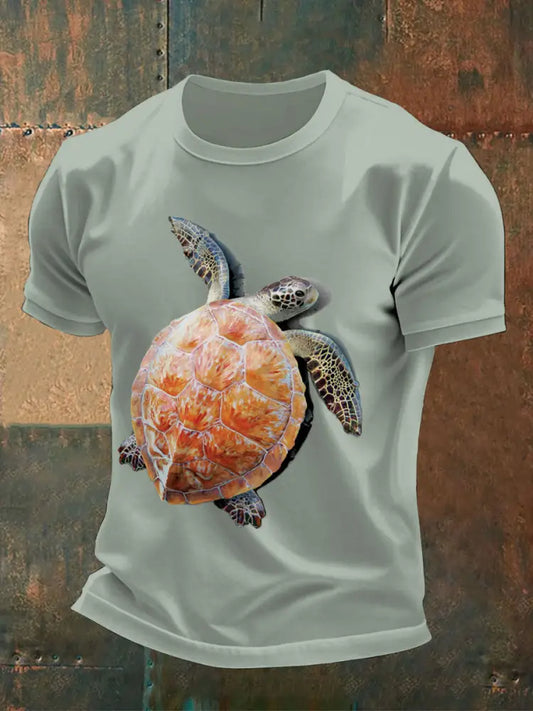 Men’s fun turtle print t-shirts Light Green / S