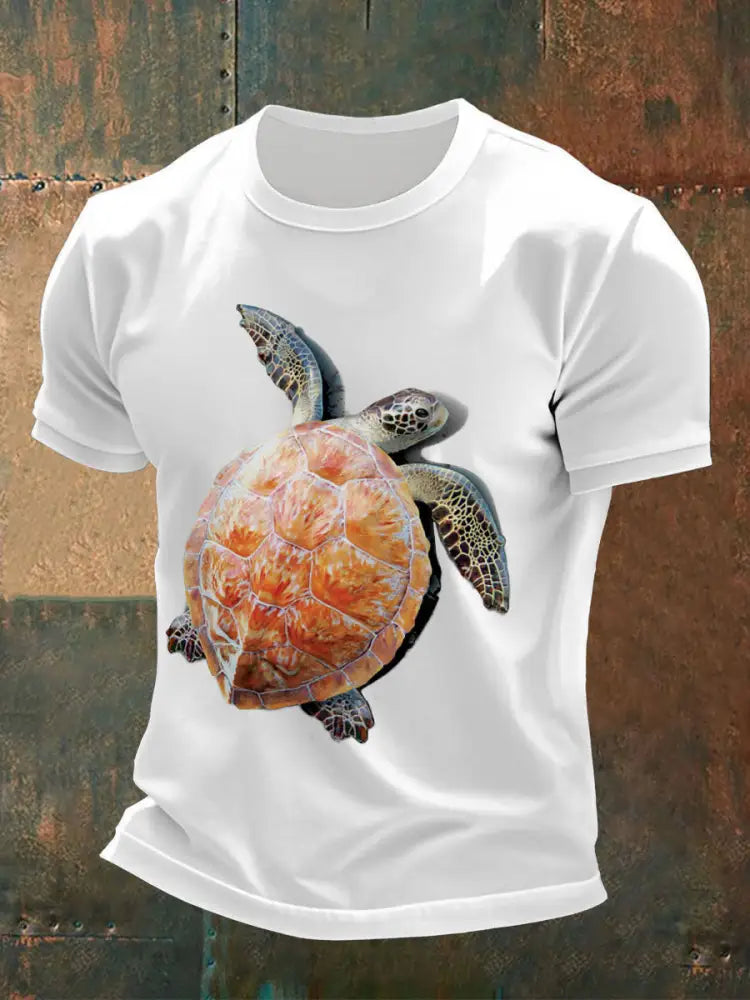 Men’s fun turtle print t-shirts White / S