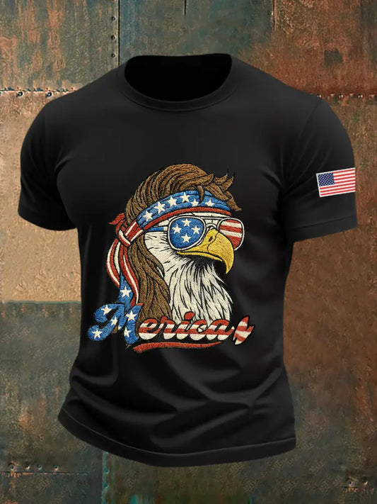 Men’s Funny Fourth of July Funny Eagle Short Sleeve T-shirt Black / S