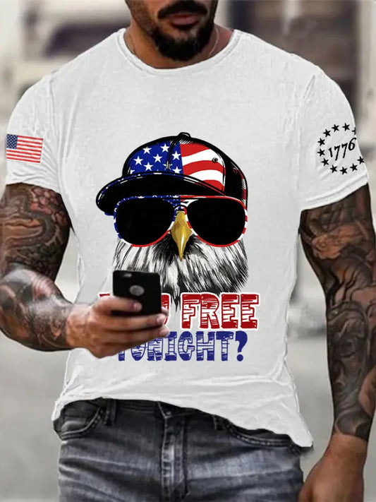 Men’s Funny Fourth of July Funny Eagle You Free Tonight Short Sleeve T-shirt White / S