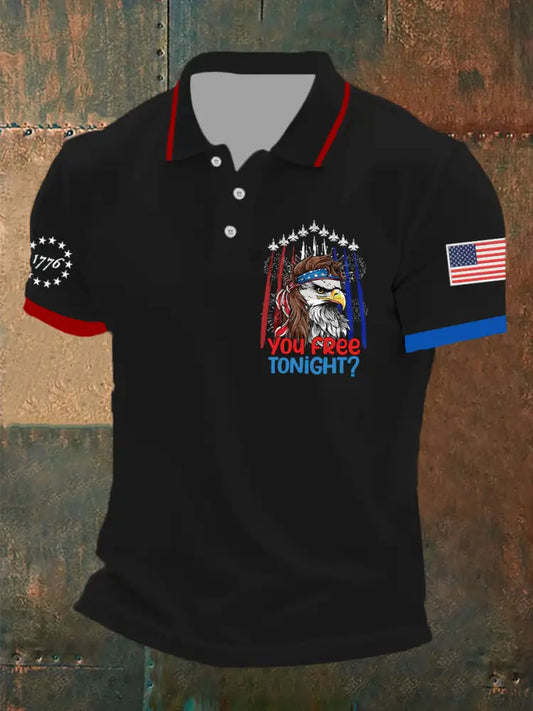 Men’s Funny Fourth of July Funny Eagle You Free Tonight Short Sleeve Top Black / S