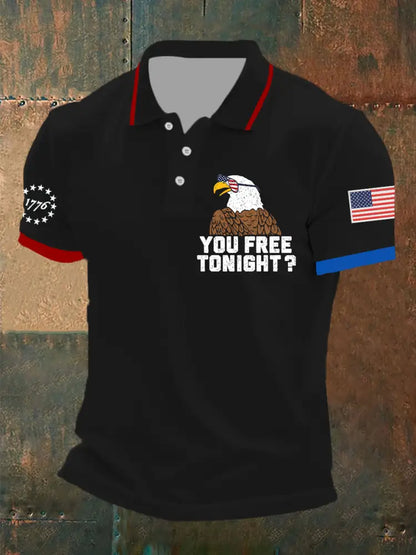 Men’s Funny Fourth of July Funny Eagle You Free Tonight Short Sleeve Top Black / S