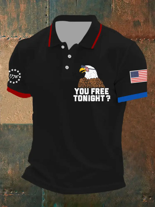Men’s Funny Fourth of July Funny Eagle You Free Tonight Short Sleeve Top Black / S