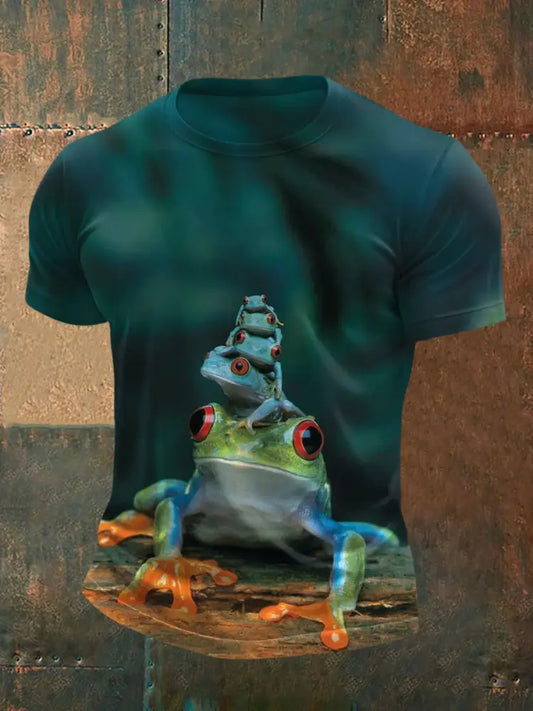 Men’s Funny Frog T-shirt Blue-Green / S