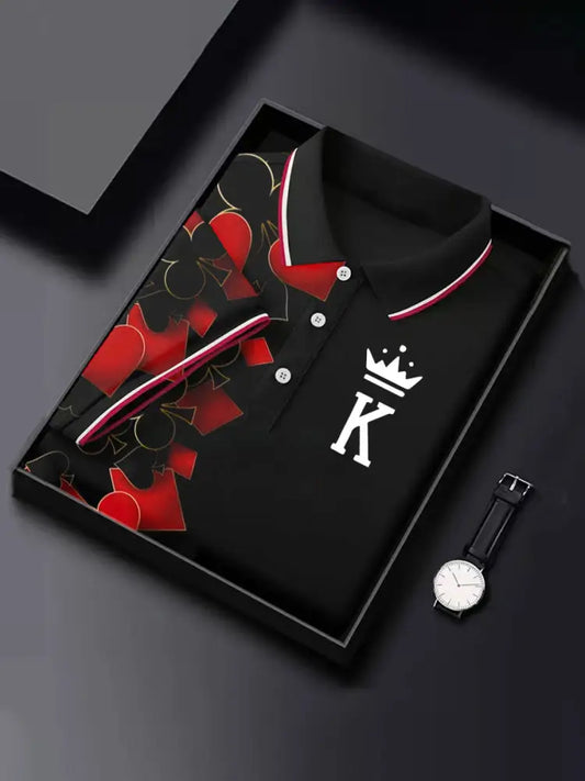 Men’s Funny Poker Casual Button T-Shirt Black / S