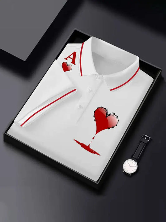 Men’s Funny Poker Casual Button T-Shirt White / S