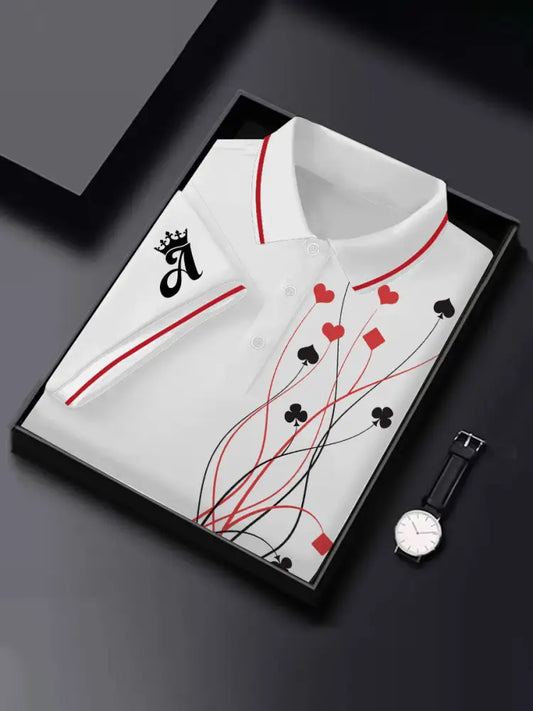 Men’s Funny Poker Casual Button T-Shirt White / S