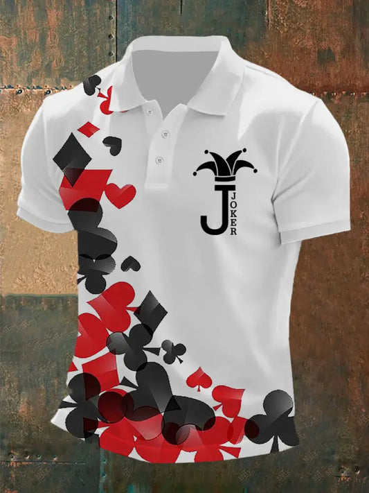 Men’s Funny Poker Casual Button T-Shirt White / S