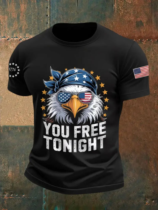 Men’s Funny You Free Tonight Bald Eagle 4th Of July Casual Tee Black / S