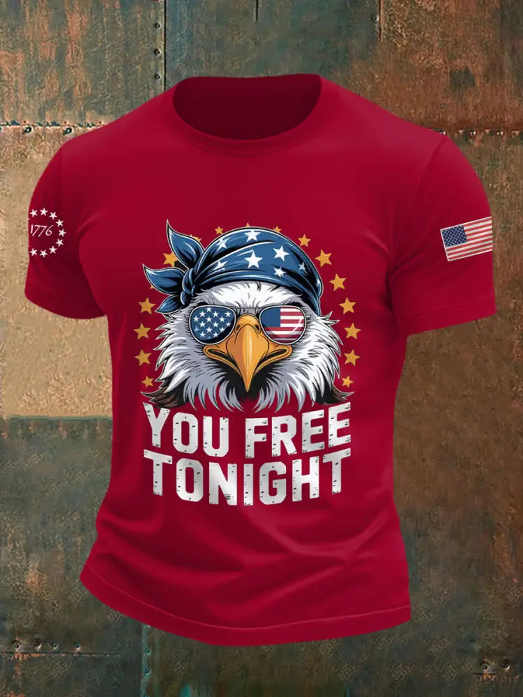 Men’s Funny You Free Tonight Bald Eagle 4th Of July Casual Tee Deep Red / S