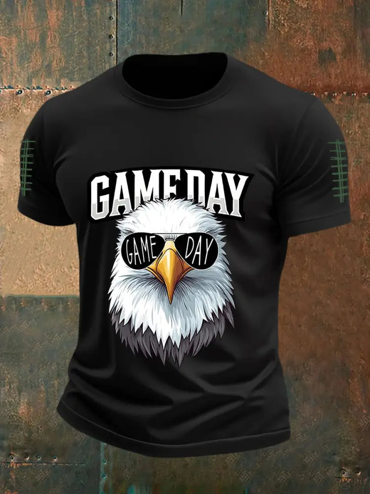 Men’s Game Day Football Fans Lovers Gameday Casual Short Sleeve Tee Black / S