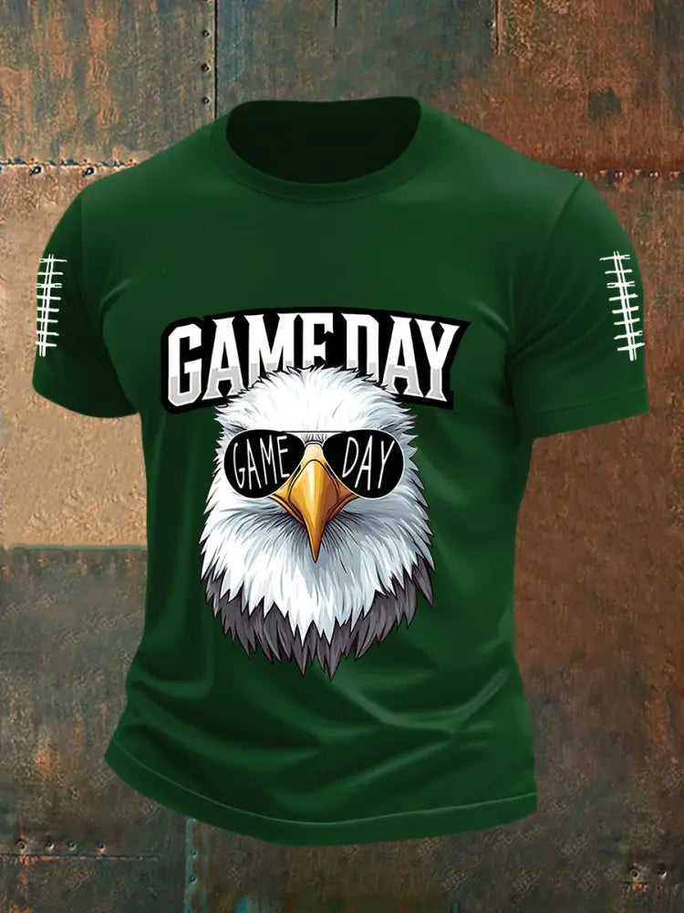 Men’s Game Day Football Fans Lovers Gameday Casual Short Sleeve Tee Dark Green / S