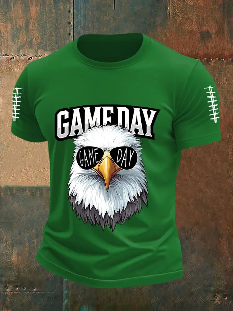 Men’s Game Day Football Fans Lovers Gameday Casual Short Sleeve Tee Green / S
