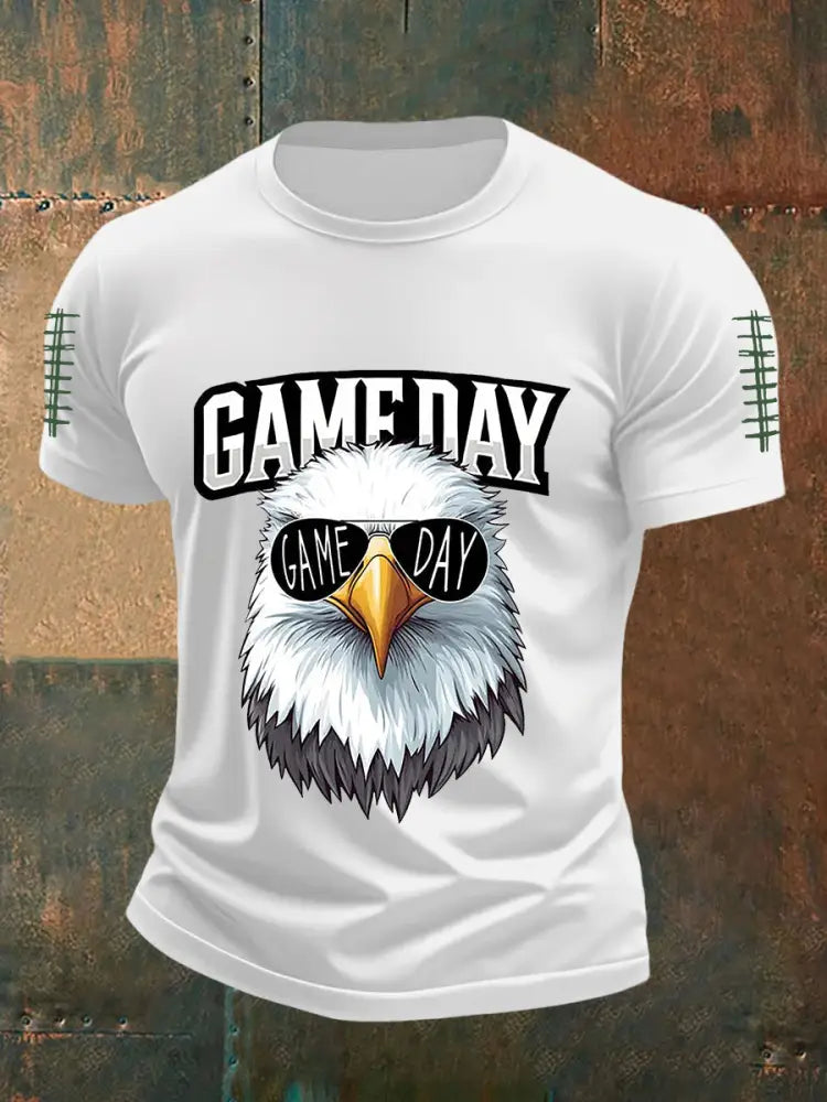 Men’s Game Day Football Fans Lovers Gameday Casual Short Sleeve Tee White / S