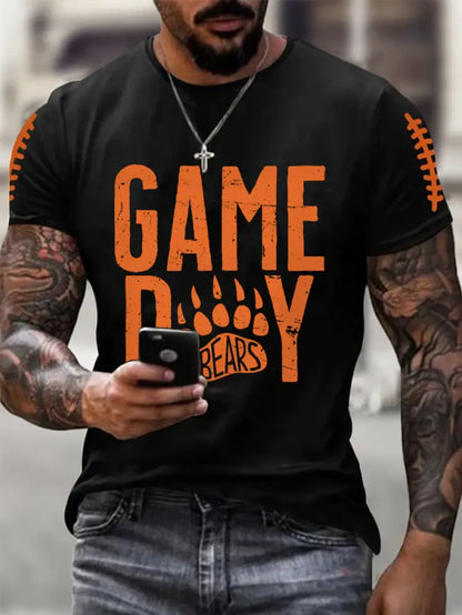 Men’s Gameday Bears Football Fans Lovers Casual Tee Black / S