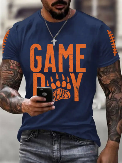 Men’s Gameday Bears Football Fans Lovers Casual Tee Navy Blue / S