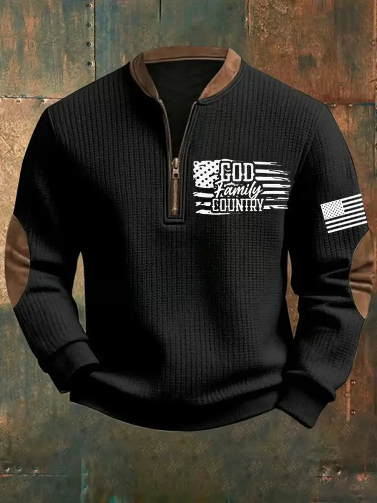 Men’s God Family Country Printed Sweatshirt Black / S